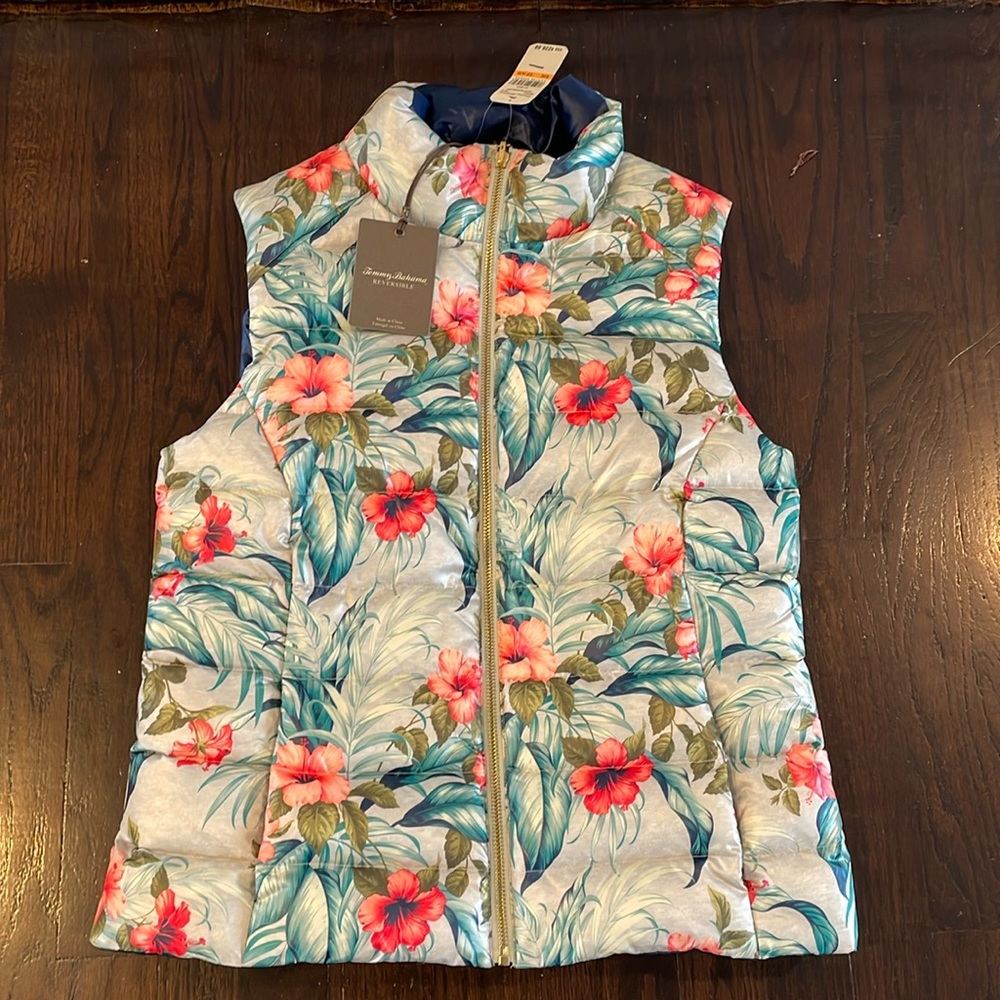 Tommy Bahama Down Vest Spring Resort Wear Reversible Small NWT